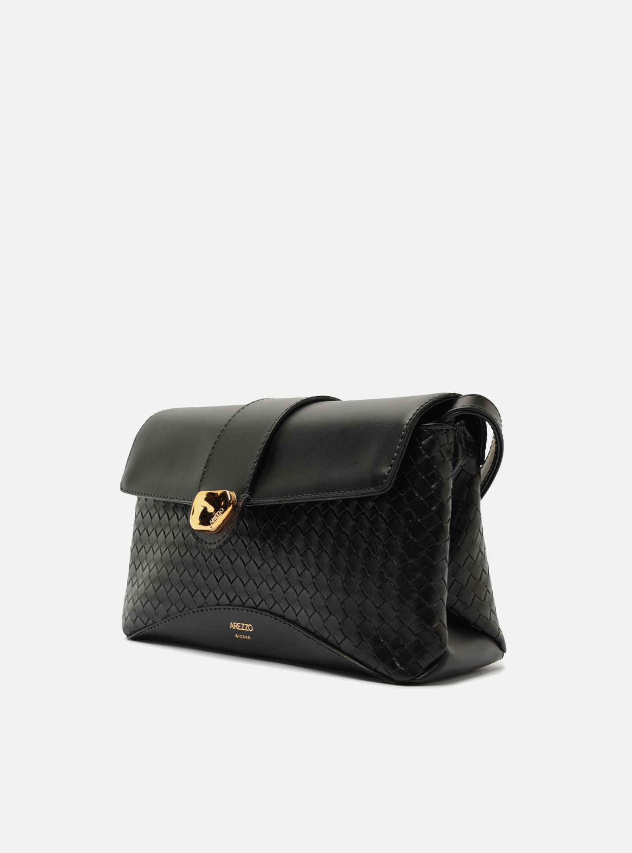 Bolsa Tiracolo Preta Média Tressê Metais — foto 2