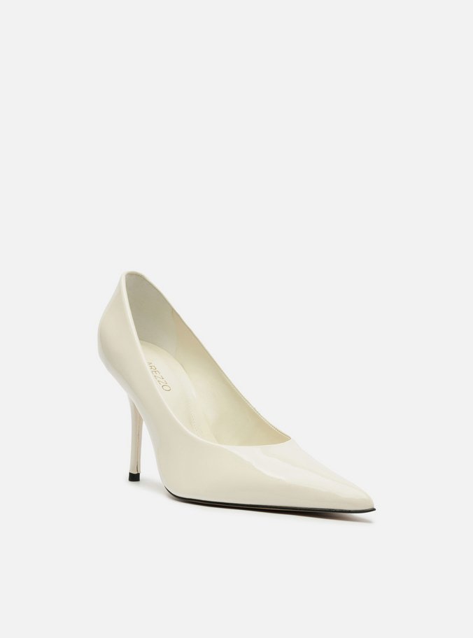 Scarpin Branco Verniz Salto Alto Fino Clássico
