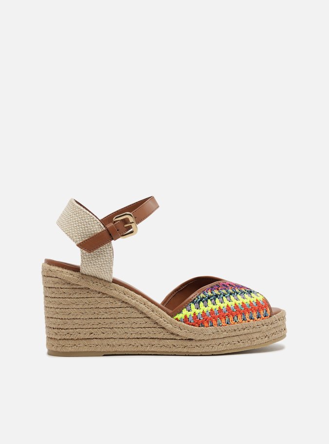 Sandália Multicolorida Salto Alto Corda