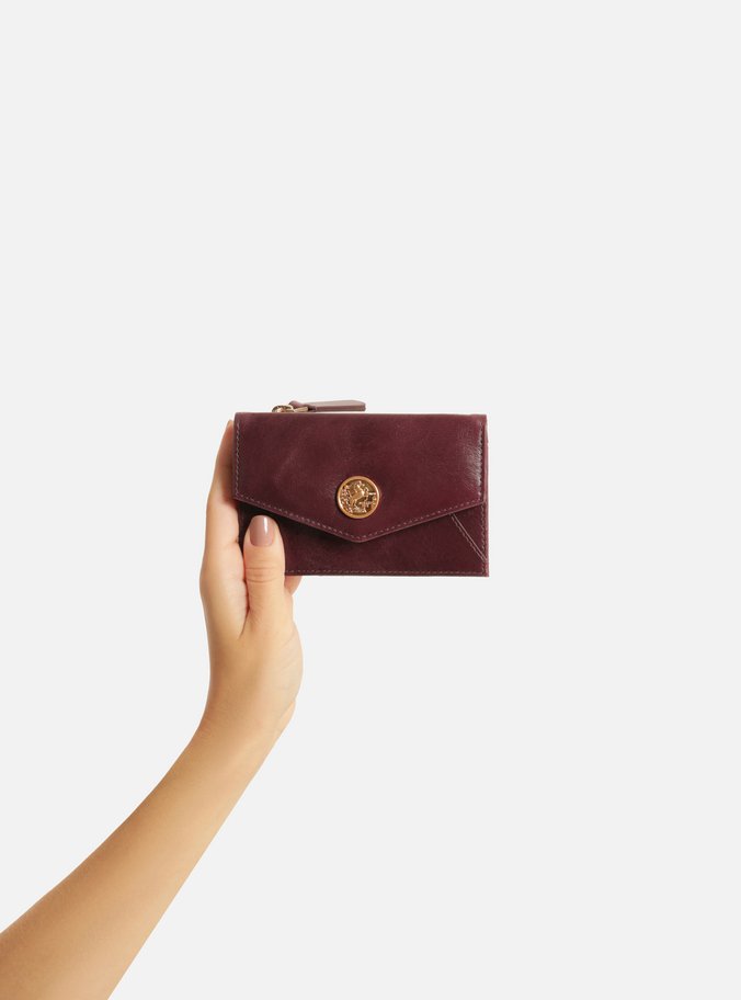 Porta-Cartões Vinho Couro Metal Heritage