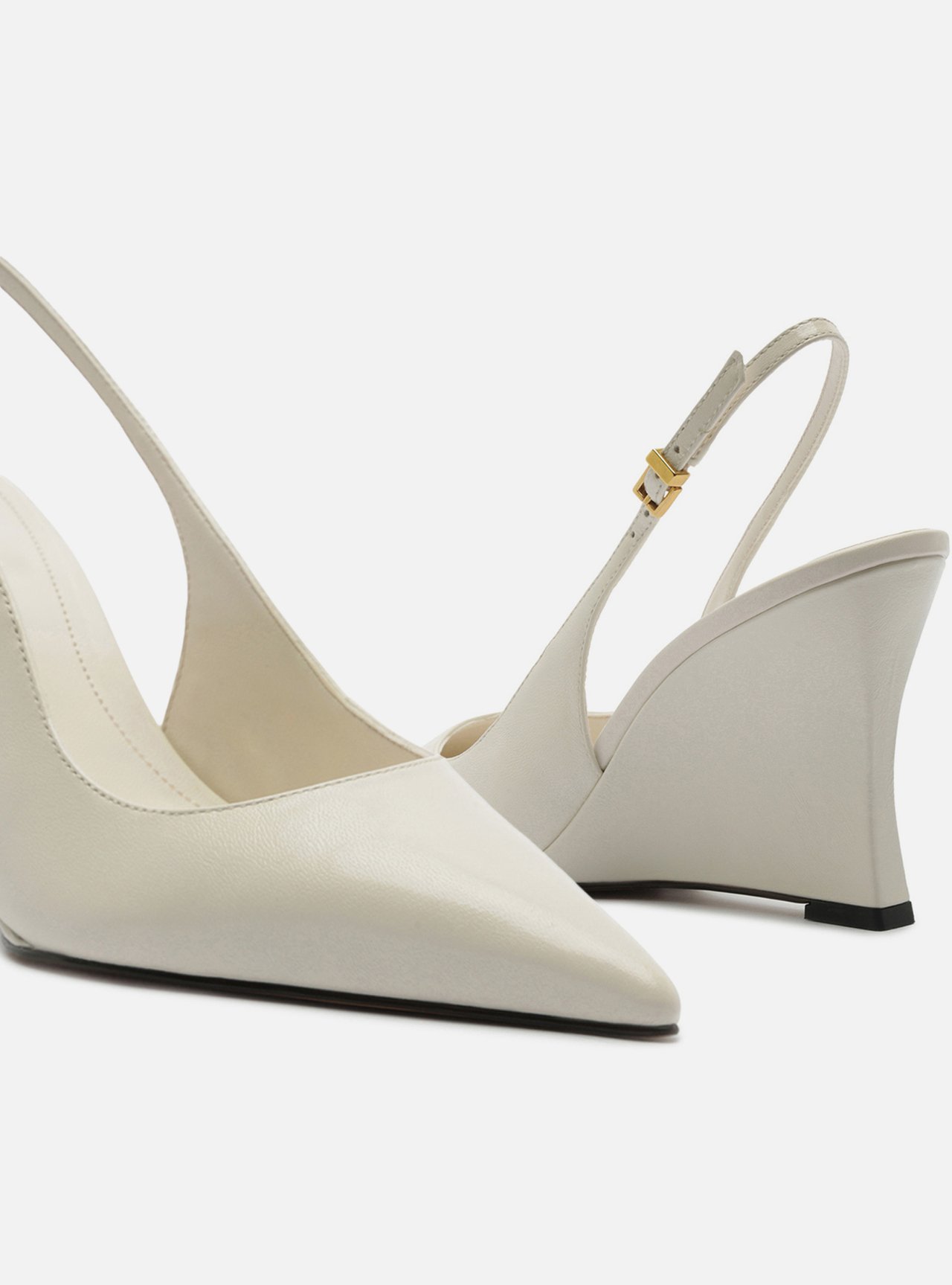 Scarpin Branco Couro Anabela Slingback — foto 4