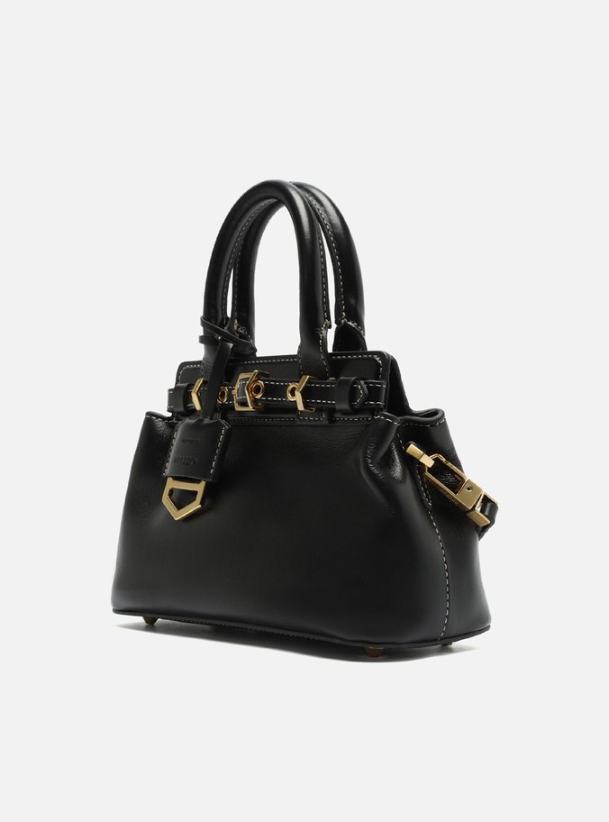 Bolsa Tote Preta Couro Pequena Bag Charm Victória