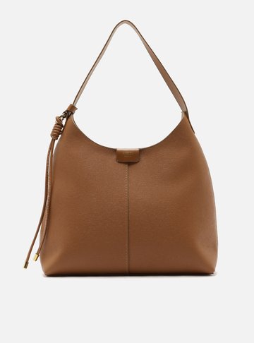 Arezzo — Bolsa Hobo Marrom Grande Granulada Nó