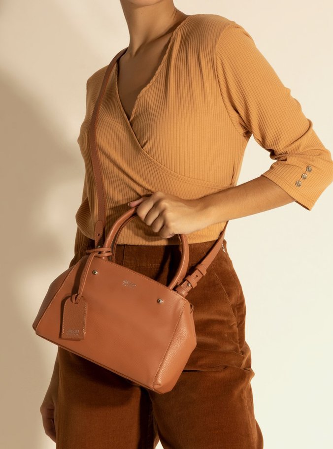 Bolsa Tote Marrom Couro Bella Pequena