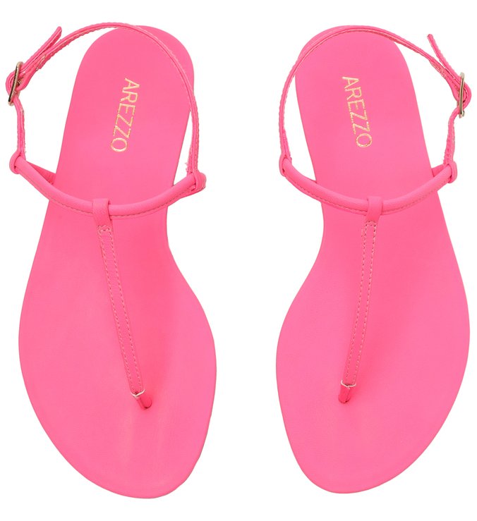 Sandália Rasteira Rosa Neon Slim Básica