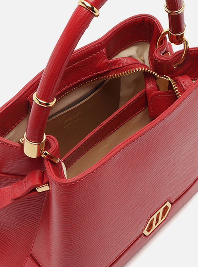 Bolsa Tote Vermelha Couro Pequena Anéis