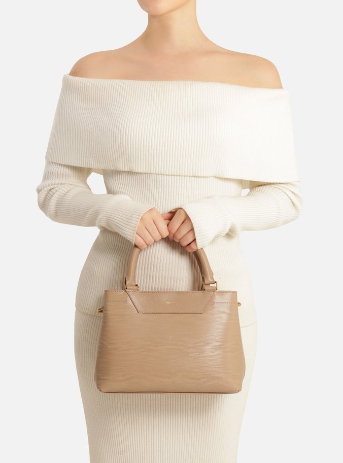 Bolsa Tote Bege Couro Textura Média