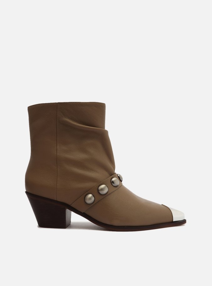 Bota Marrom Couro Cano Curto Biqueira Western