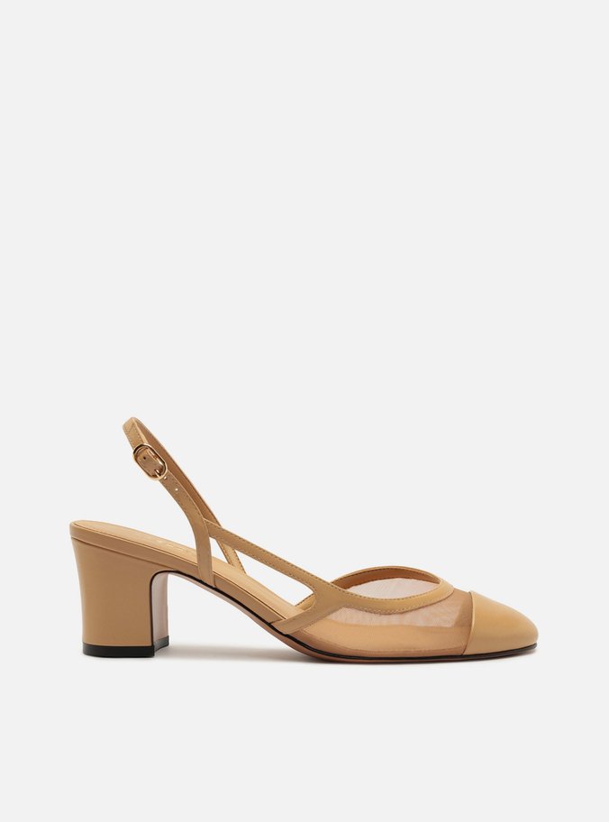 Scarpin Nude Salto Bloco Slingback