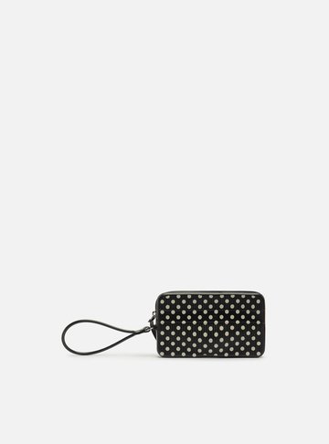 Arezzo — Clutch Média Preta Poá Alça Malu