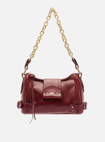 Bolsa Tiracolo Vermelha Couro Média Rebites