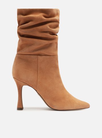 Bota Marrom Camurcina Slouchy Salto Fino