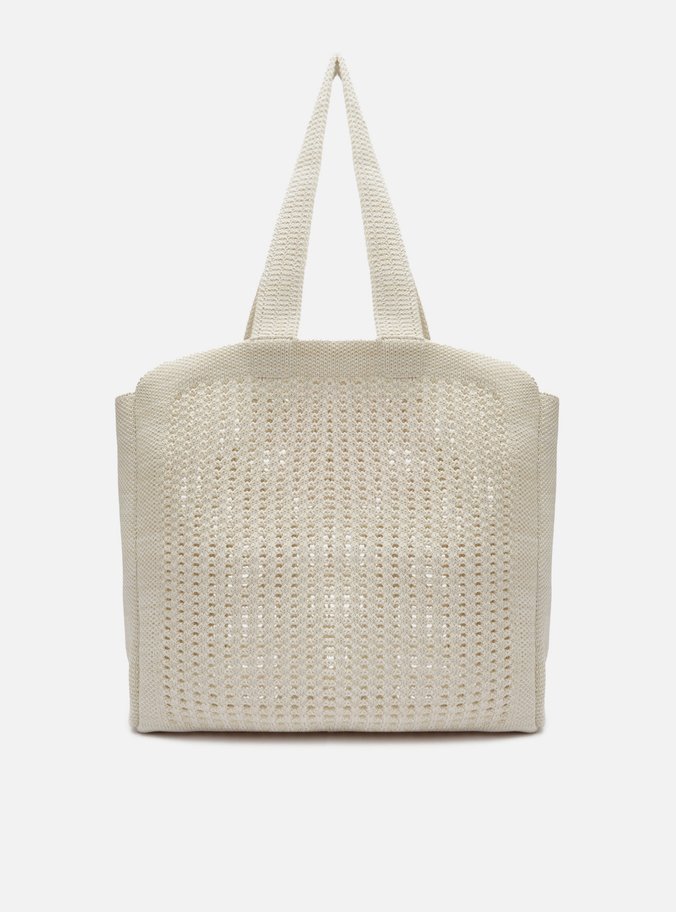 Bolsa Shopping Cinza Mescla Crochê Mônaco Grande