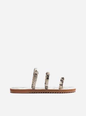 Sandália Rasteira Animal Print Tiras Nós