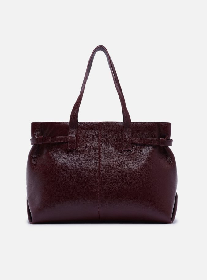 Bolsa Shopping Vermelha Couro Grande Fivelas