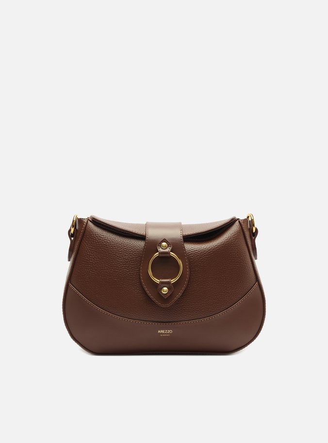 Bolsa Tiracolo Marrom Média Argola Metal