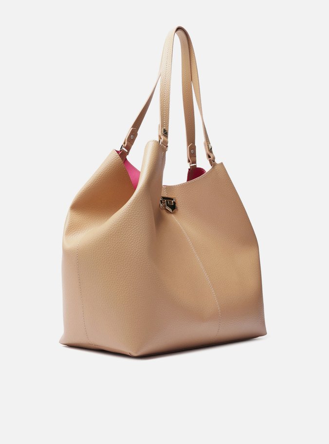 Bolsa Shopping Bege Grande Encaixe Metal