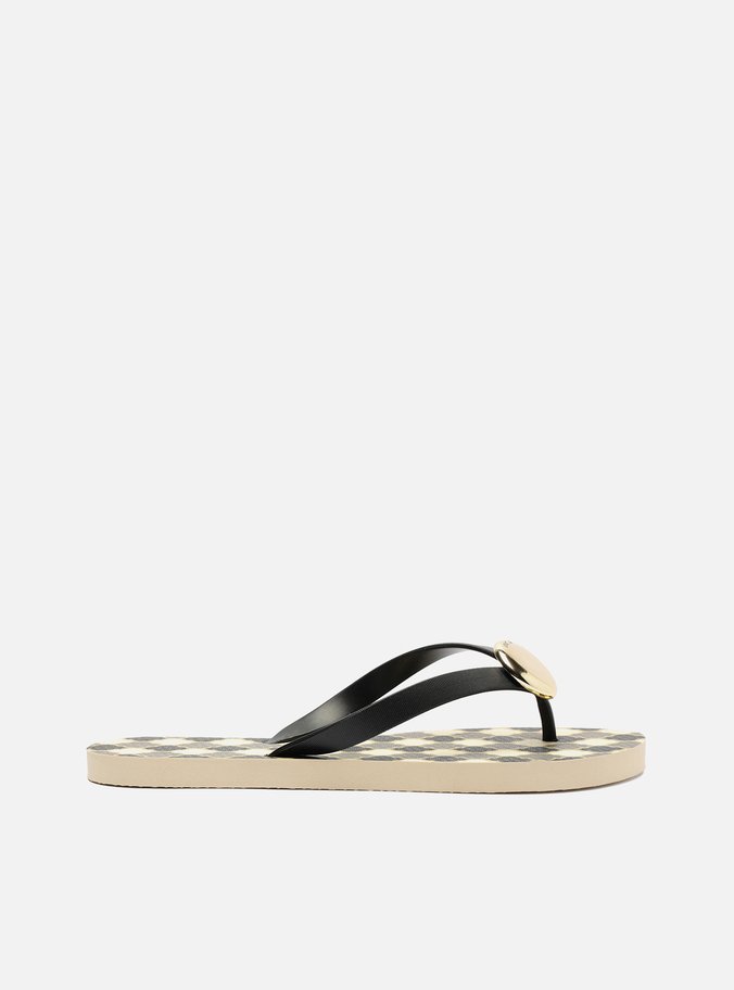 Chinelo de Dedo Preto Estampa Marrocos Metal