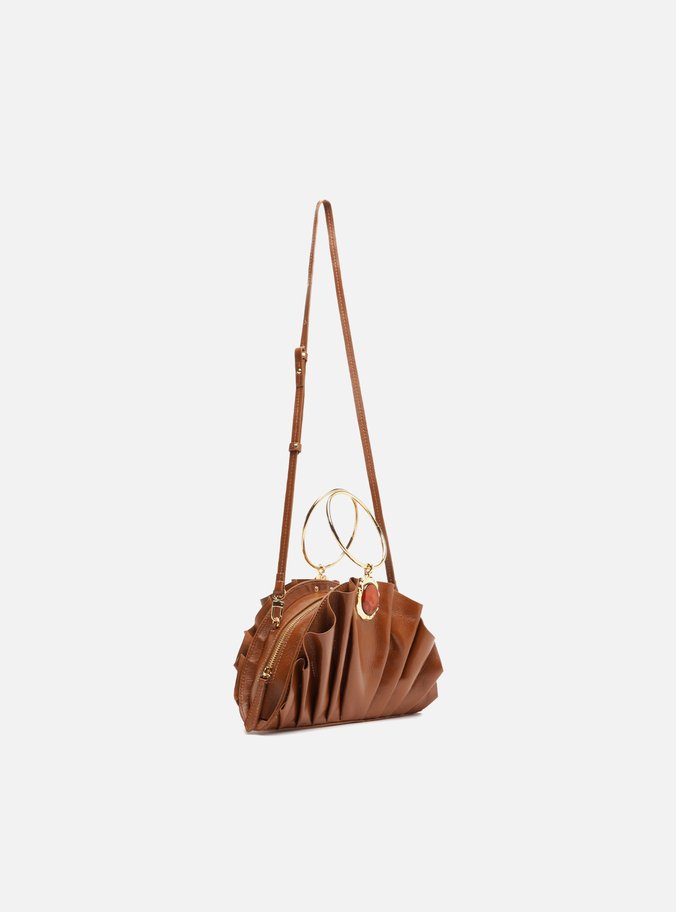 Bolsa Clutch Caramelo Couro Pequena Pedra