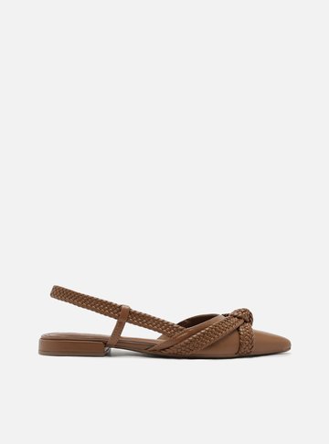 Sapatilha Marrom Bico Fino Slingback Nó
