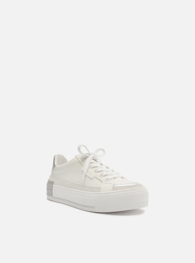 Tênis Branco Flatform Amarração Prata