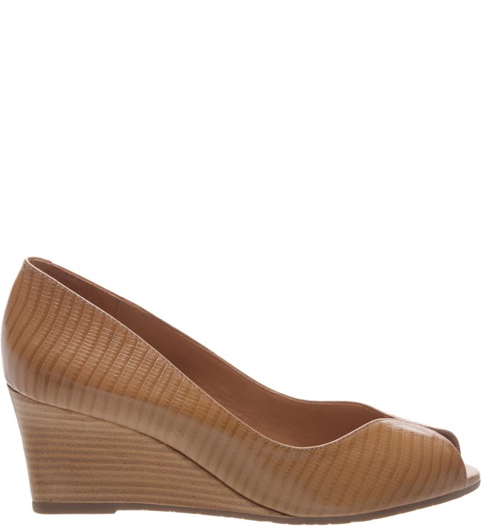 Peep-toe Anabela Marrom