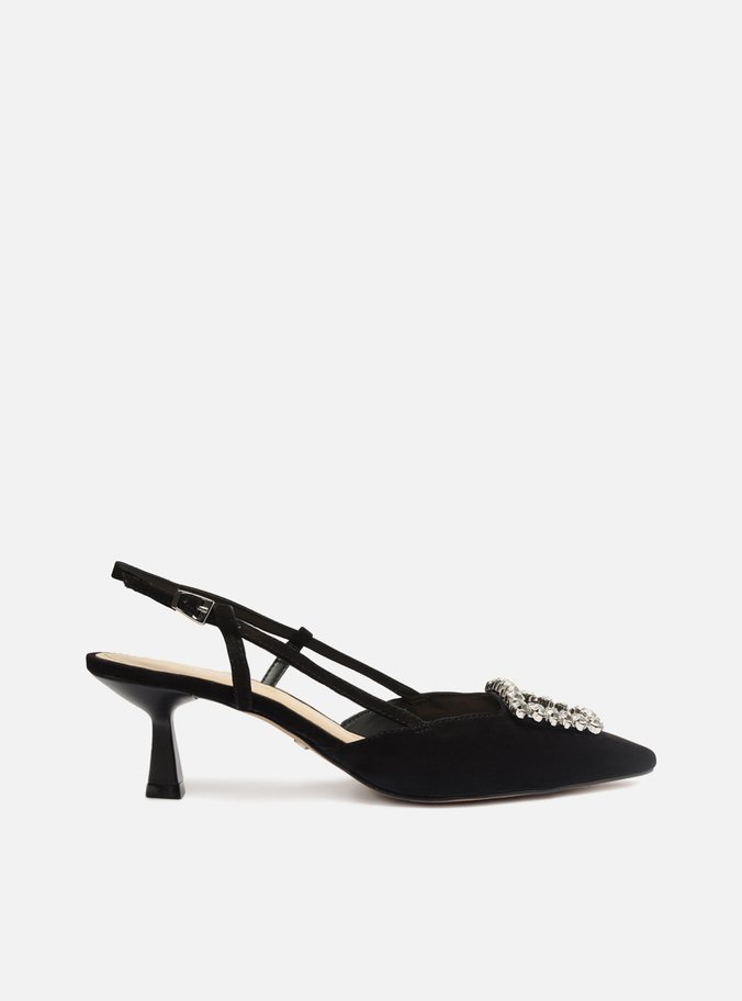 Scarpin Preto Nobuck Bico Fino Slingback Emily