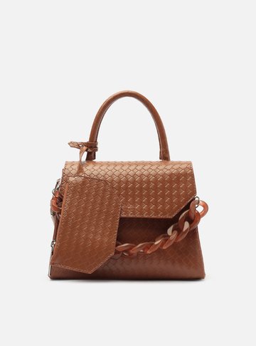 Arezzo — Bolsa Satchel Marrom Iara Média Tressê