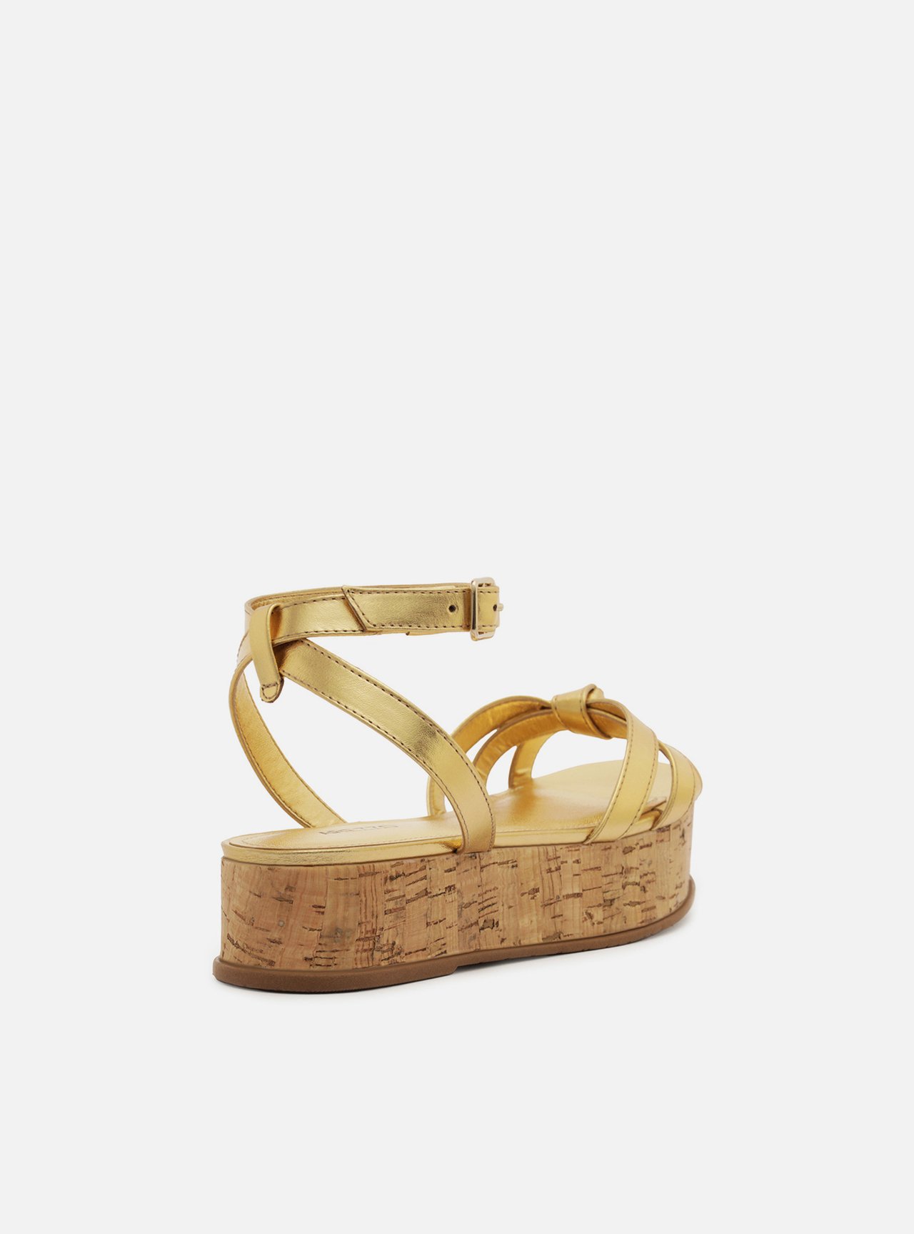 Sandália Dourada Couro Flatform — foto 3