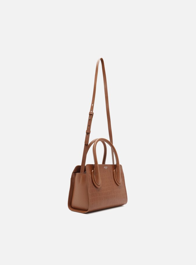 Bolsa Tote Marrom Croco Pequena