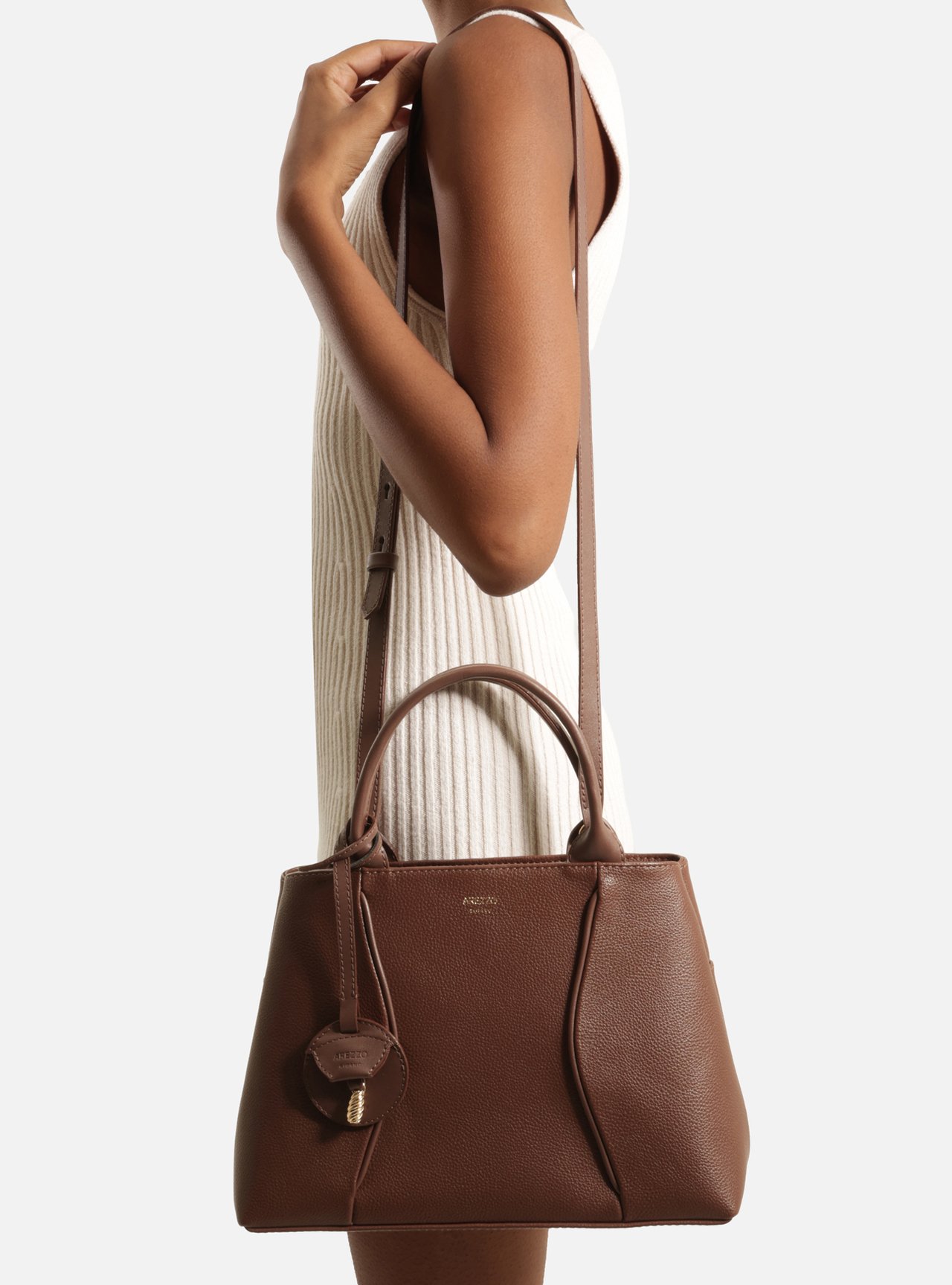 Bolsa Tote Marrom Média Metais — foto 6