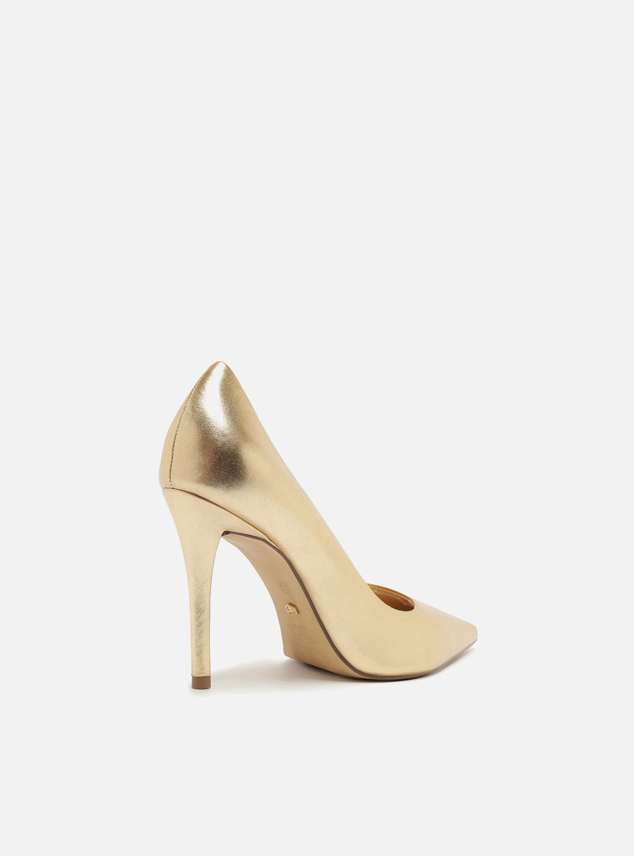 Scarpin Couro Salto Alto Dourado Platino — foto 3