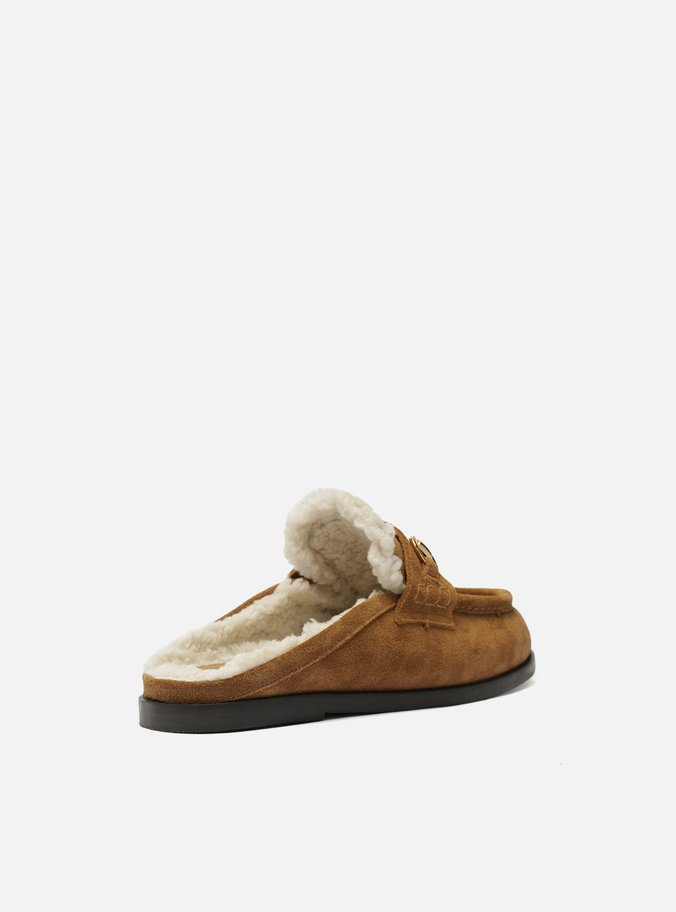 Clog Sabot Marrom Camurça Bridão Metálico