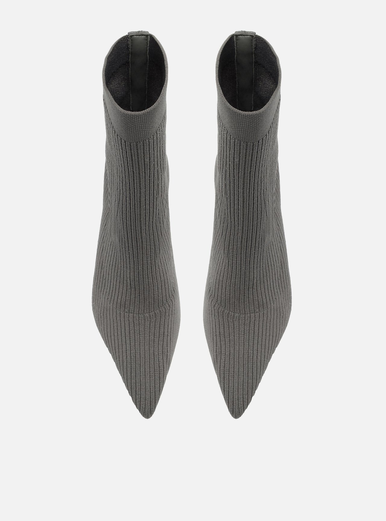 Bota Skinny Cinza Knit Cano Médio Salto Bloco — foto 5