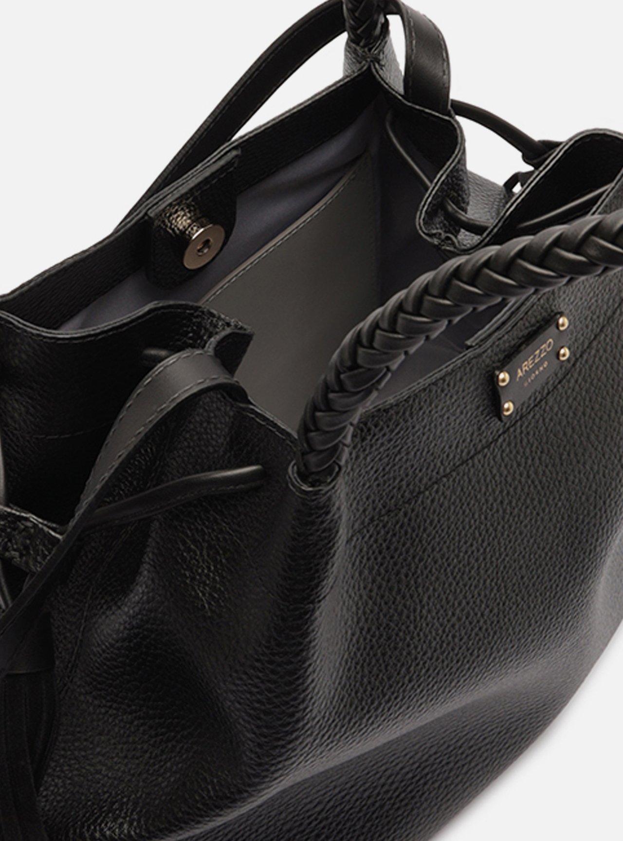 Bolsa Tote Preta Grande Tressê — foto 4