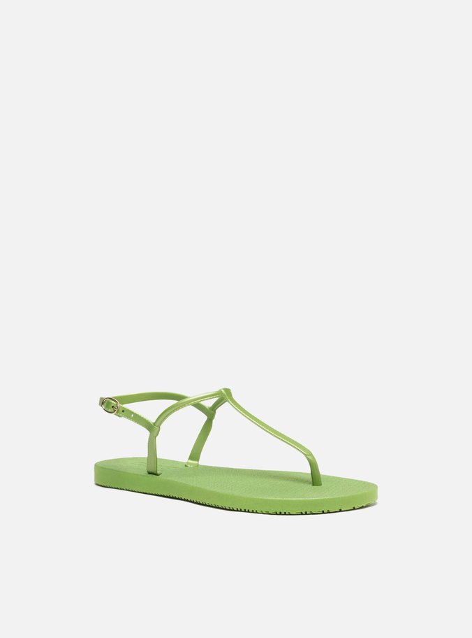 Sandália Rasteira Verde Metalizada Brizza Slim