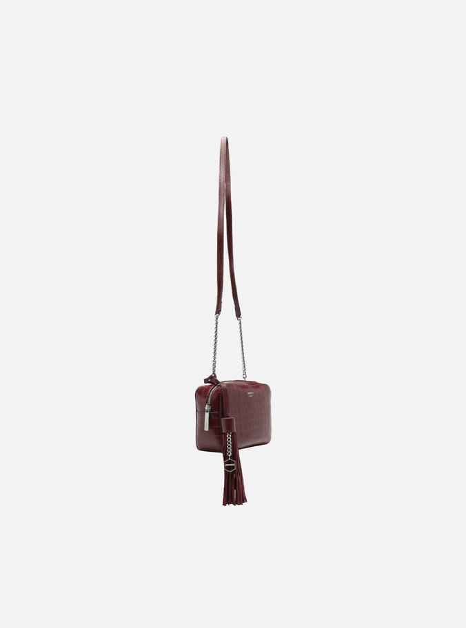 Bolsa Tiracolo Vinho Croco Pequena Barbicacho