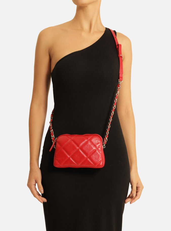 Bolsa Tiracolo Vermelha Couro Mizz Pequena Zíper