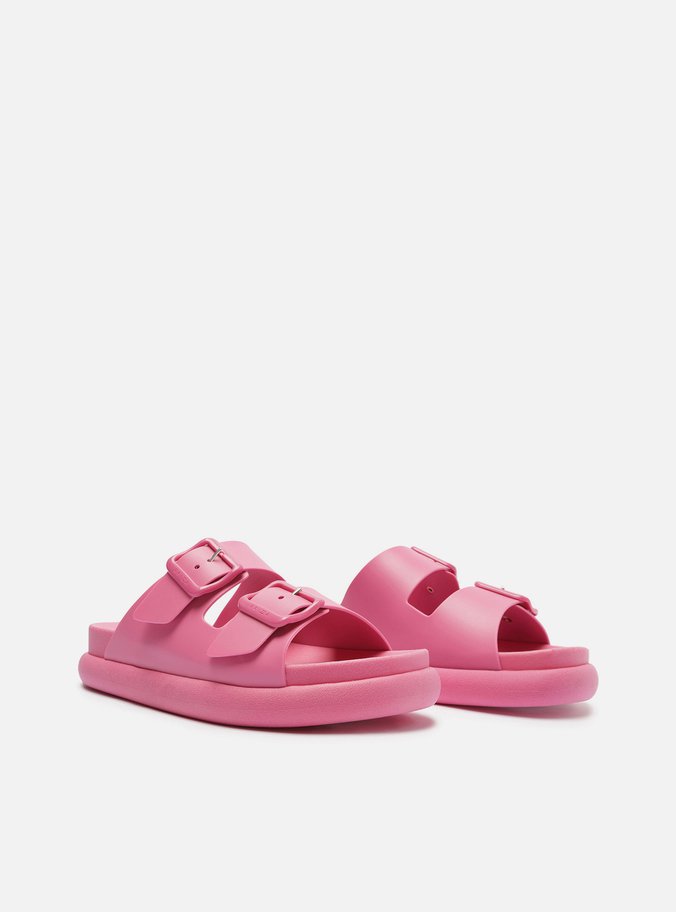 Chinelo Slide Rosa Fivelas Brizza