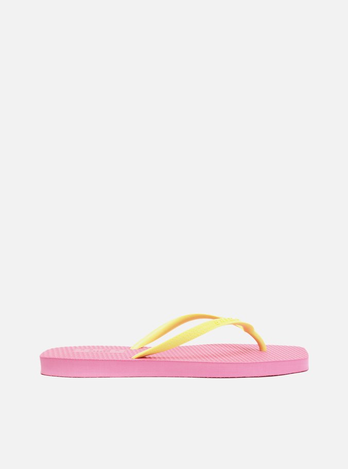 Kit Chinelo de Dedo Rosa e Pouch Amarela