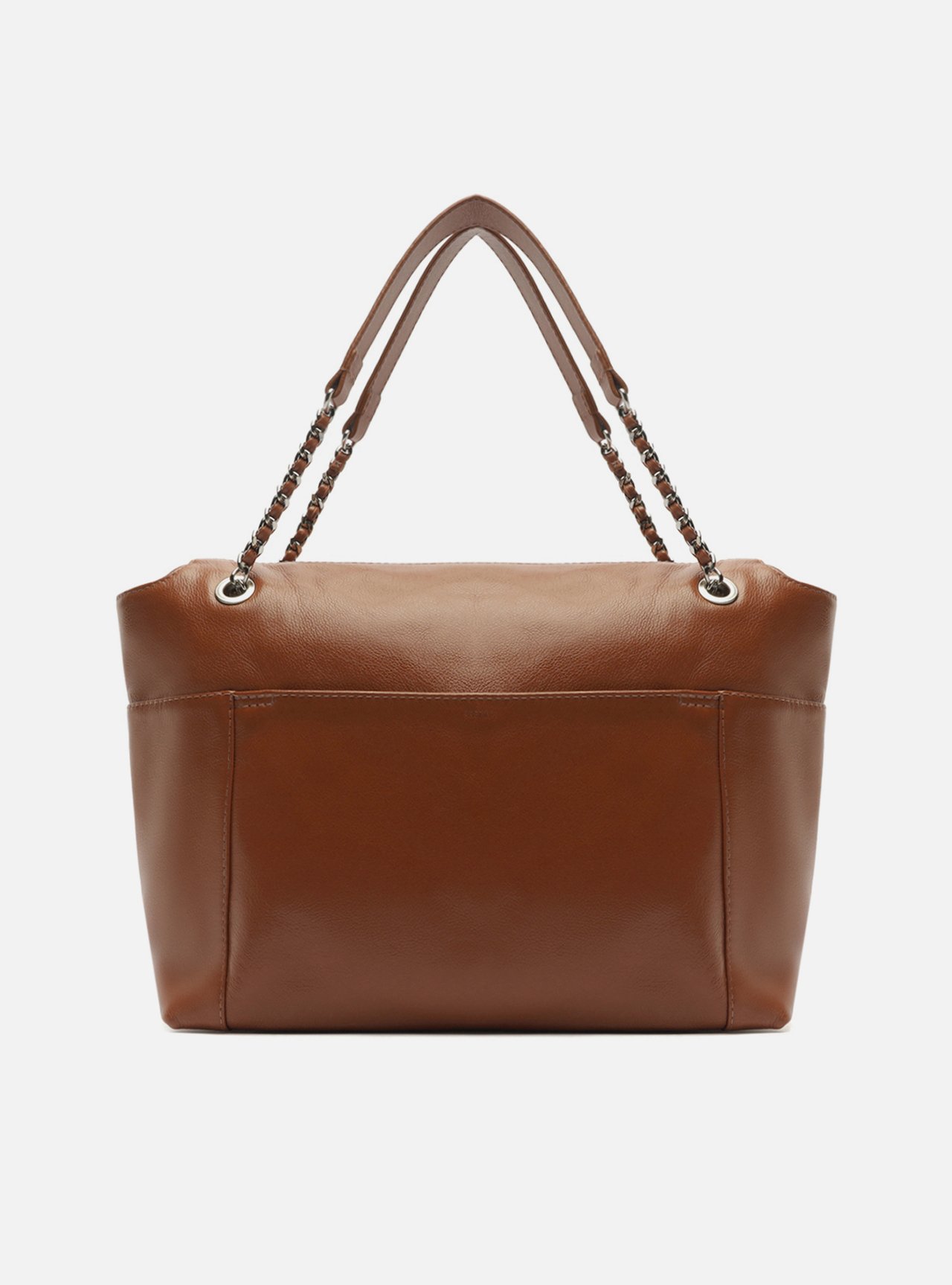 Bolsa Shopping Marrom Couro Grande Metal — foto 3