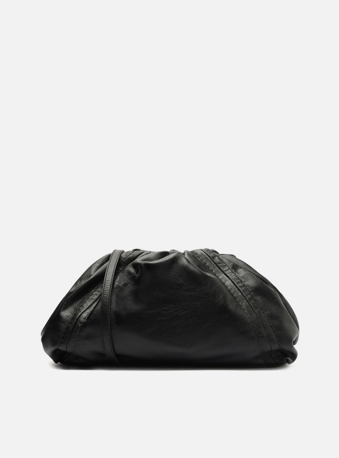 Bolsa Tiracolo Preta Couro Grande Metal