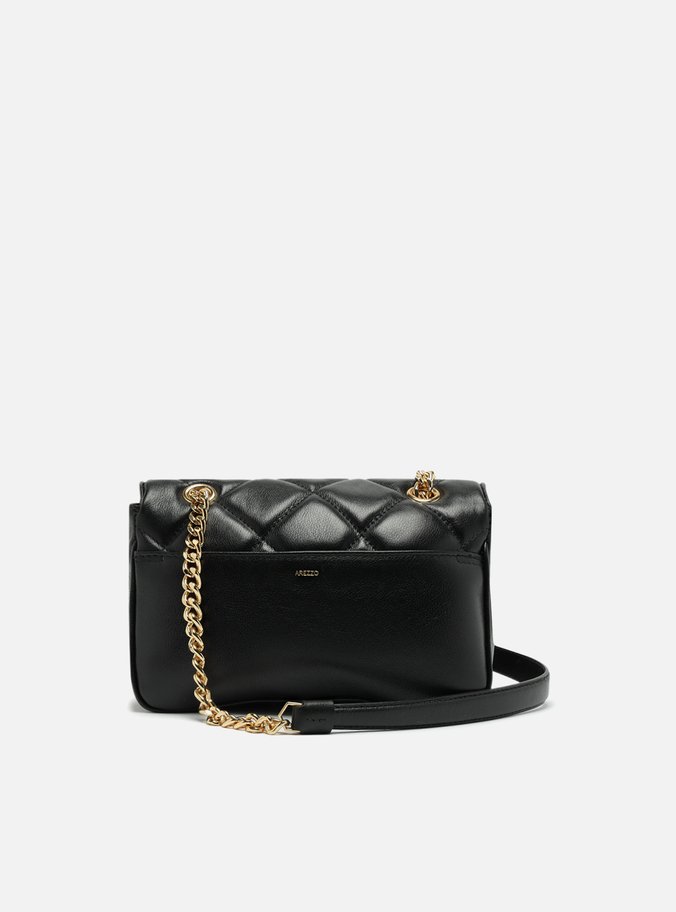 Bolsa Tiracolo Preta Couro Média Matelassê