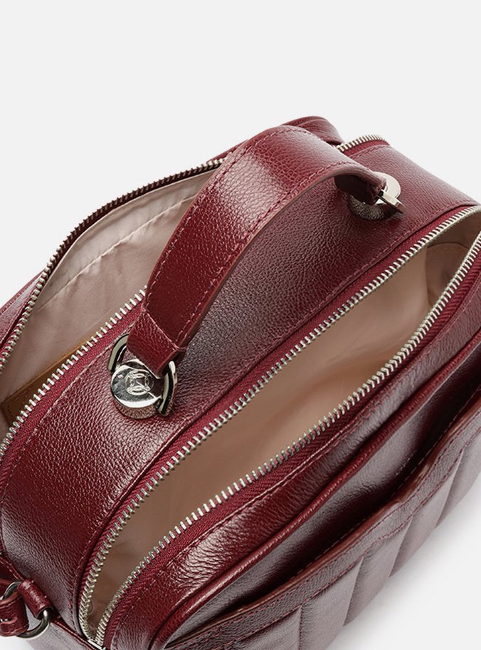 Bolsa Tiracolo Vinho Couro Francine Média