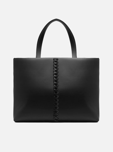 Bolsa Shopping Preta Grande Trançado