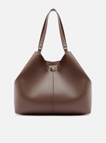 Bolsa Shopping Marrom Grande Encaixe Metal
