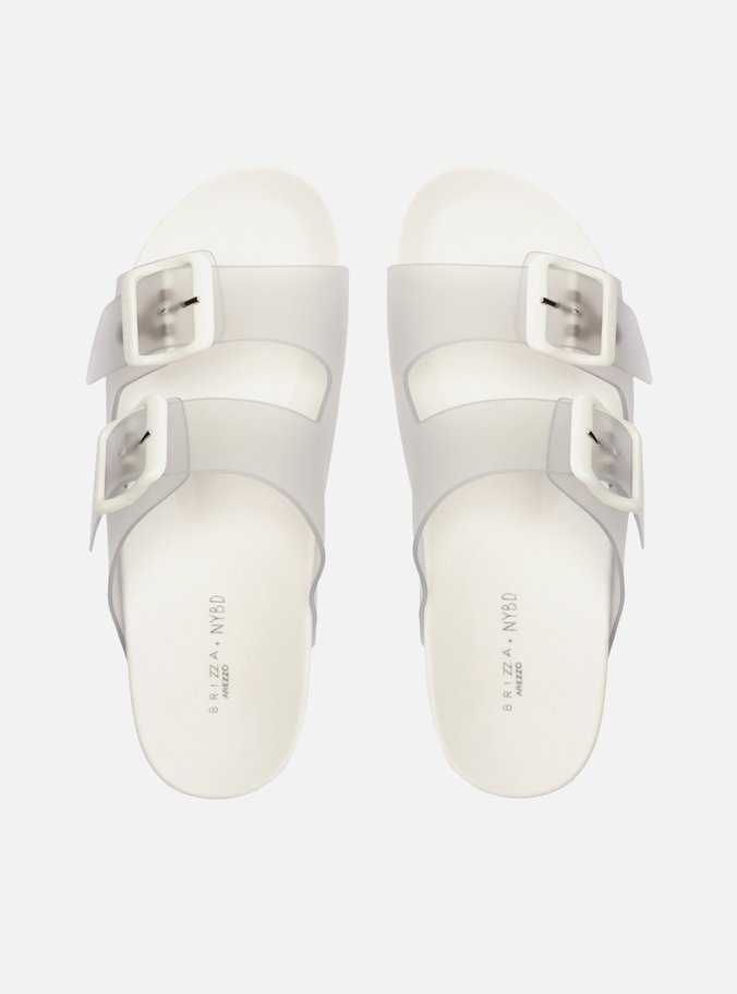 Chinelo Slide Branca Fivelas Brizza