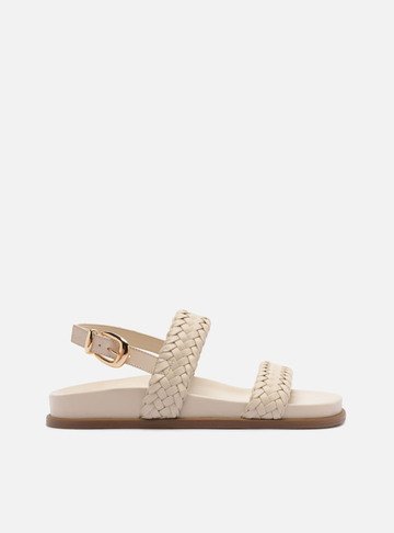 Arezzo — Sandália Papete Off White Tiras Trançadas Fivela