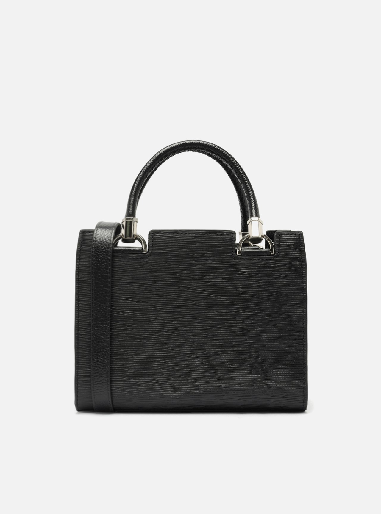 Bolsa Tote Preta Couro Abbraccio Média — foto 3