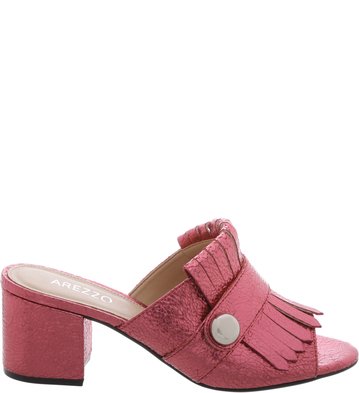 Tamanco Médio Franjas Pink | Arezzo